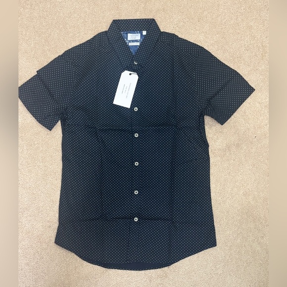 7 Diamonds Dark Blue Short Sleeve Button Down Shirt | Size S | NWT - Picture 3 of 5